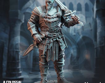 Akranak - Colossal Cleric of War Designed by DM Stash  Proxy minitures 32mm or 75mm scale Tabletop RPG Wargaming printed in one part