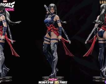 Psylocke 23cm tall figure  plus base 3D printed in Abs resin Kit Form