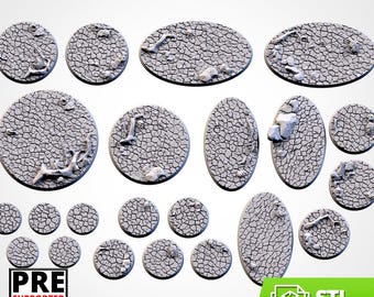 Bases CRACKED DESERT 28mm 32mm 40mm tabletop resin printed