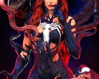 venomized jane 1/6 scale Resin Printed on 12k machine Kit form
