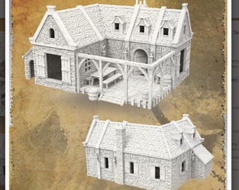 Greendale / Grimdale  Old Tavern Structure Scenery Terrain 15mm or 32mm scale RPG Wargaming Building 3d printed in Pla plus