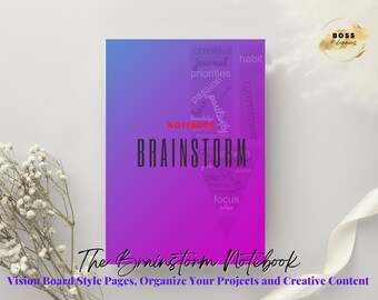 Brainstorming-Notizbuch – US-Letter-Format (8,5 x 11 Zoll), druckbare PDF-Datei – Seiten im Vision-Board-Stil, organisieren Sie Ihre Projekte und kreativen Inhalte