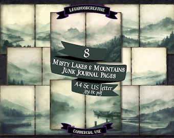 Misty Lake District Junk Journal Pages: Watercolour Landscapes (A4/US Letter) LMC420