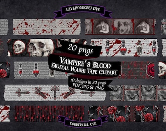 Vampire washi tape clipart: Gothic planner stickers (Digital Download) LMC428