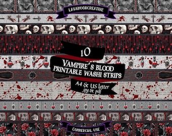 Vampire blood washi strips printable | Gothic journal (digital download)