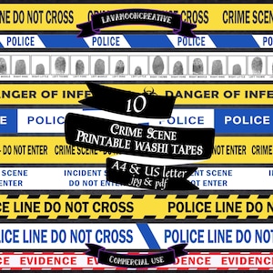 Washi-tape op plaats delict | washi-afdrukbare strips | ware misdaad | Forensische wetenschap | CSI | Junkjournaal | digitale download | LMC242