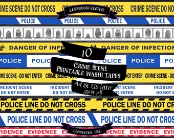 Crime scene washi tape strips | Forensic Science, CSI (digital download)