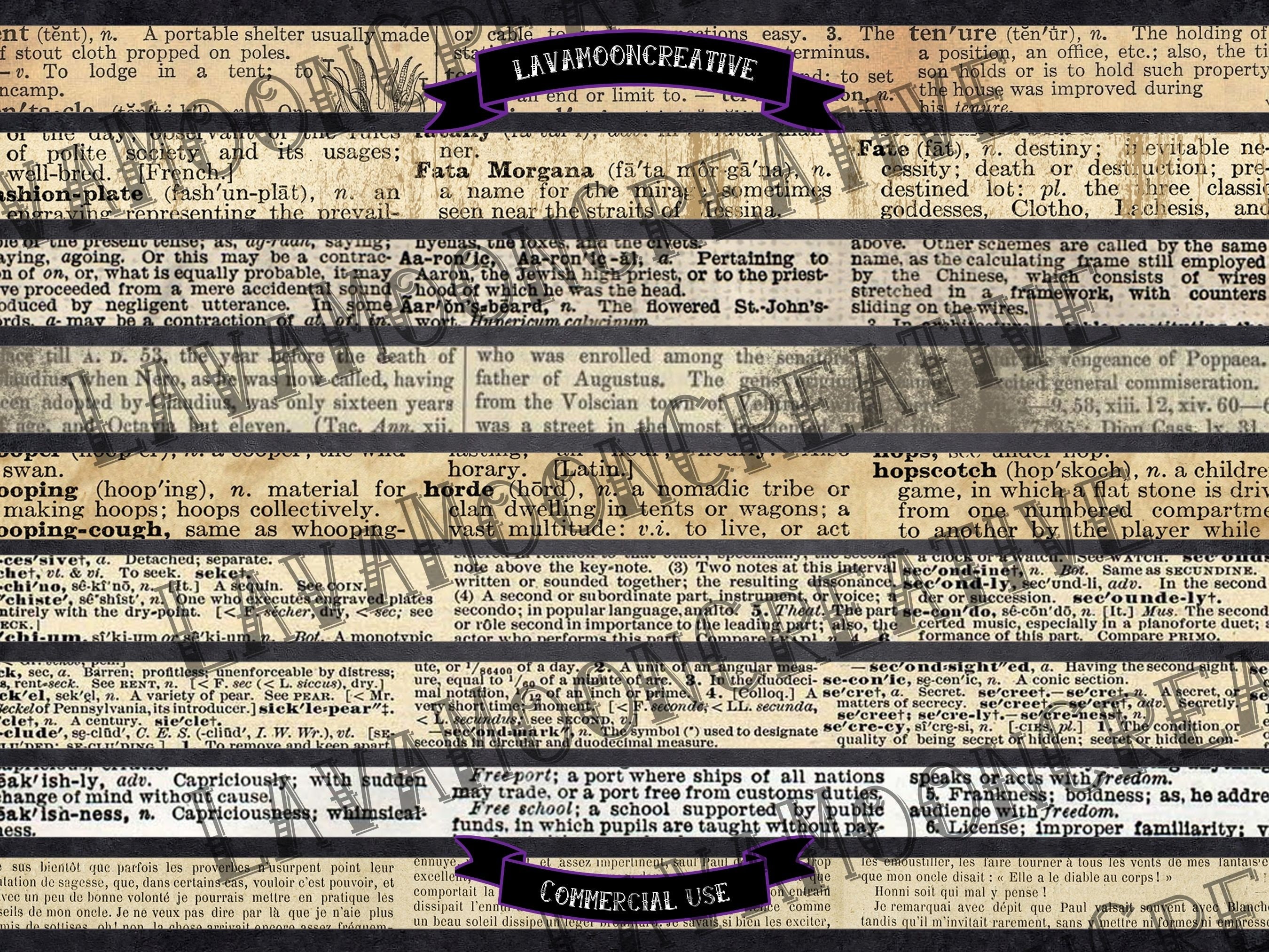 Antique Text Printable Washi Tape Strips | Junk Journal Ephemera ...