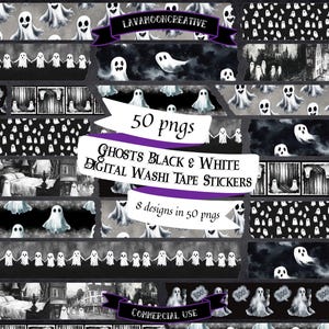 Ghost washi tape clipart | Halloween png | washi tape digital stickers | spooky washi tape | ghost washi | Black washi tape | LMC313