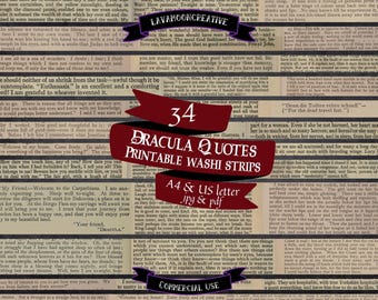 Dracula Quotes word strips: Gothic washi strips (digital download) Goth