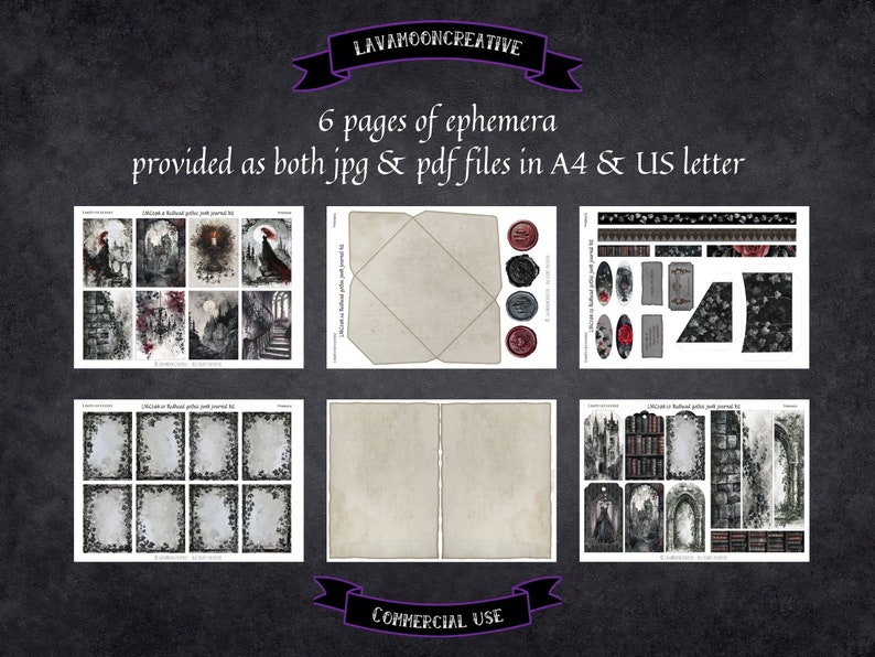 Redhead Gothic Junk Journal Printable Kit: Dark Academia Ephemera ...