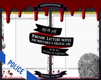 Forensic Cornell Notes Template: Crime Scene Investigator, Student Lecture (Digital Download)