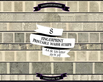 Fingerprint washi strips: True crime junk journal ephemera (Digital Download) LMC449