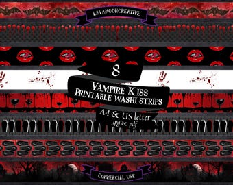 Vampire Kiss washi strips | Gothic ephemera, junk journal (digital download) LMC235