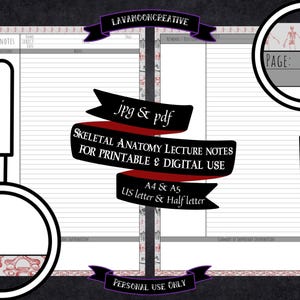 Lecture Notes Template | Cornell notes printable | ADHD note taking | Forensic anthropology | Osteology | Anatomy | adhd college |LMC317