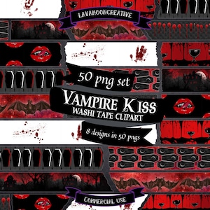 Vampire Kiss washi tape digital stickers | Gothic junk journal (digital download) LMC236