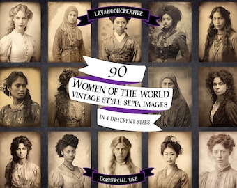 90 Sepia 'Women of the world' photos - Junk journal ephemera (digital download) LMC186