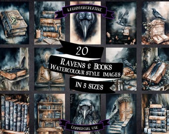 Raven & Book Junk Journal Images: Gothic Ephemera (Digital Download)