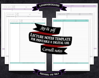 Cornell Notes Template: Printable Lecture Notes for Goodnotes (A4/US Letter PDF & JPG)