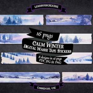 Winter washi tape clipart | winter forest | digital stickers | washi pngs | junk journal kit | digital download | Digital planner | LMC391