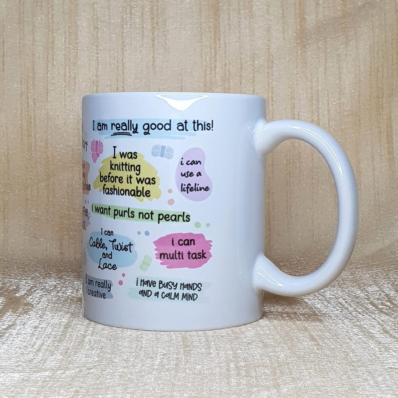 Knitters Daily Affirmations Mug, Knitting Mug, Gift For Knitters, Knitting Gift, Affirmations Mug, Knitting Present, Knitters Gift image 5