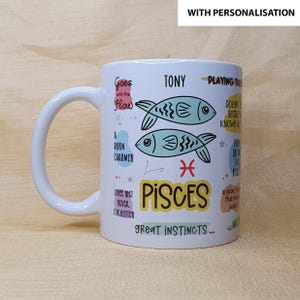 PISCES Mug, Personalised Pisces Mug (Optional) Gift for Pisceans, Pisces Birthday, Horoscope Mug, Star Sign Mug, Star Sign Gift, Zodiac Gift