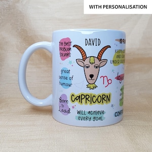 CAPRICORN Mug, Personalised Capricorn Mug (Optional), Gift for Capricorn, Capricorn Birthday, Horoscope Mug, Star Sign Mug Gift, Zodiac Gift