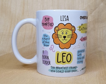 LEO Tasse, personalisierte Leo Tasse (optional), Geschenk für Löwen, Leo Geburtstag, Horoskop Tasse, Sternzeichen Tasse, Sternzeichen Geschenk, Sternzeichen Geschenk, Leo Löwe