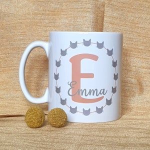 Katzenbecher, Monogrammbecher für Katzenliebhaber, personalisiertes Geschenk, personalisierter Name, personalisierter Becher, Großbuchstabenbecher, Geschenk für Katzenliebhaber