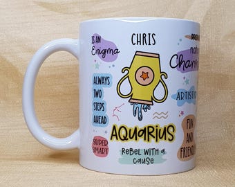 WASSERMANN Becher, personalisierter Wassermann Becher (optional), Geschenk für Wassermann, Wassermann Geburtstag, Horoskop Becher, Sternzeichen Geschenk, Sternzeichen Geschenk