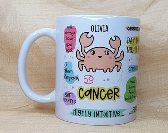 KREBS Becher, personalisierte Krebsbecher (optional), Geschenk für Krebs, Krebs Geburtstag, Horoskop Becher, Sternzeichen Becher, Sternzeichen Geschenk, Krebs Krabbe