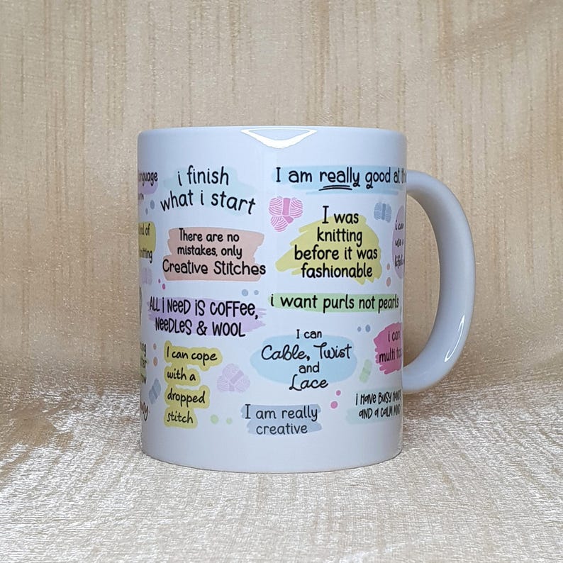 Knitters Daily Affirmations Mug, Knitting Mug, Gift For Knitters, Knitting Gift, Affirmations Mug, Knitting Present, Knitters Gift image 4