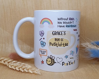 Personalised Mug of Positivity, Positivi-Tea Mug, Cheer Up Gift, Best Friend Gift, Motivational Mug, Positive Quotes, Mental Health Quotes