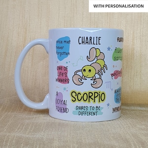 SCORPIO Mug, Personalised Scorpio Mug (Optional), Gift for Scorpios, Scorpio Birthday, Horoscope Mug, Star Sign Mug Gift, Zodiac Gift