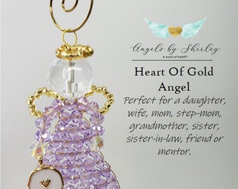 Heart of Gold Angel Suncatcher - Lavender