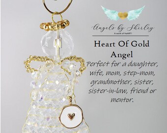 Heart of Gold Angel Suncatcher - White