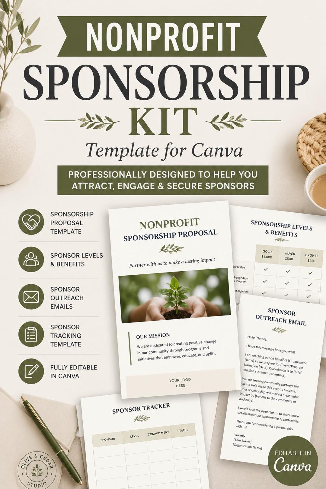Spons Packet Nonprofit Sponsorship Kit Template | Editable Canva Proposal ...
