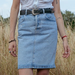 Charro Western Denim Mini Skirt Cowgirl & Cowboy 90s Vintage Style Size XS image 1