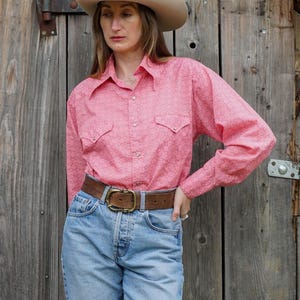 70s vintage pink western shirt Western Craft Canada M