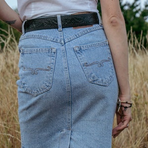 Charro Western Denim Mini Skirt Cowgirl & Cowboy 90s Vintage Style Size XS image 5