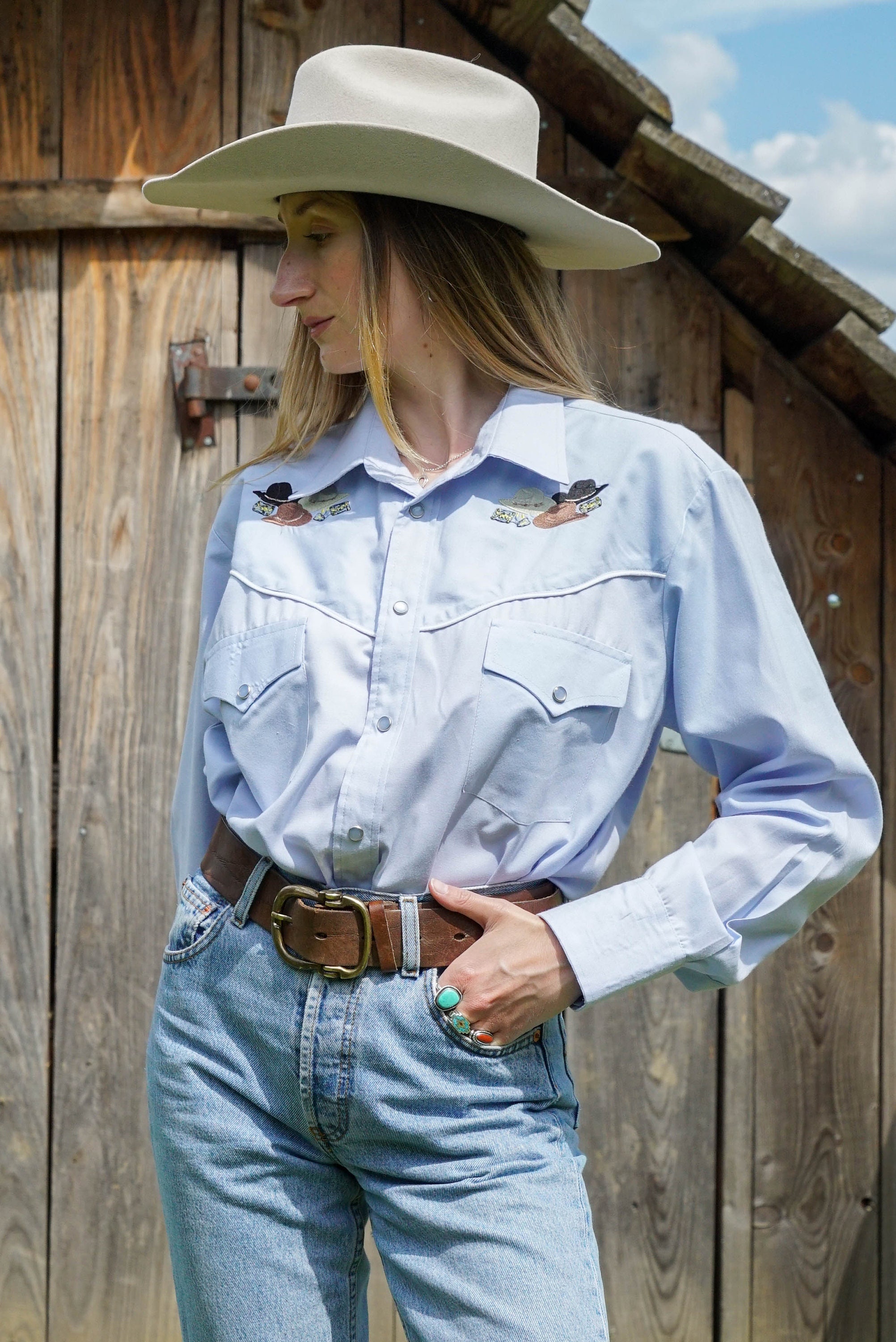 Denim Shirt Camisa Vaquera Con Perlas Maje Camisas Mujer Camisa