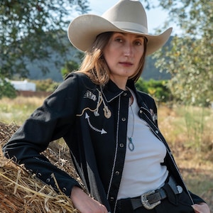 embroidered black western shirt Scully