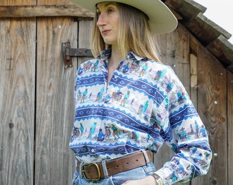 90s vintage cotton cowboy shirt Roper S/M