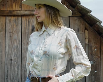 70s vintage floral western shirt Texson Western Wear size S