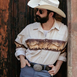90s western border print Wrangler shirt XL