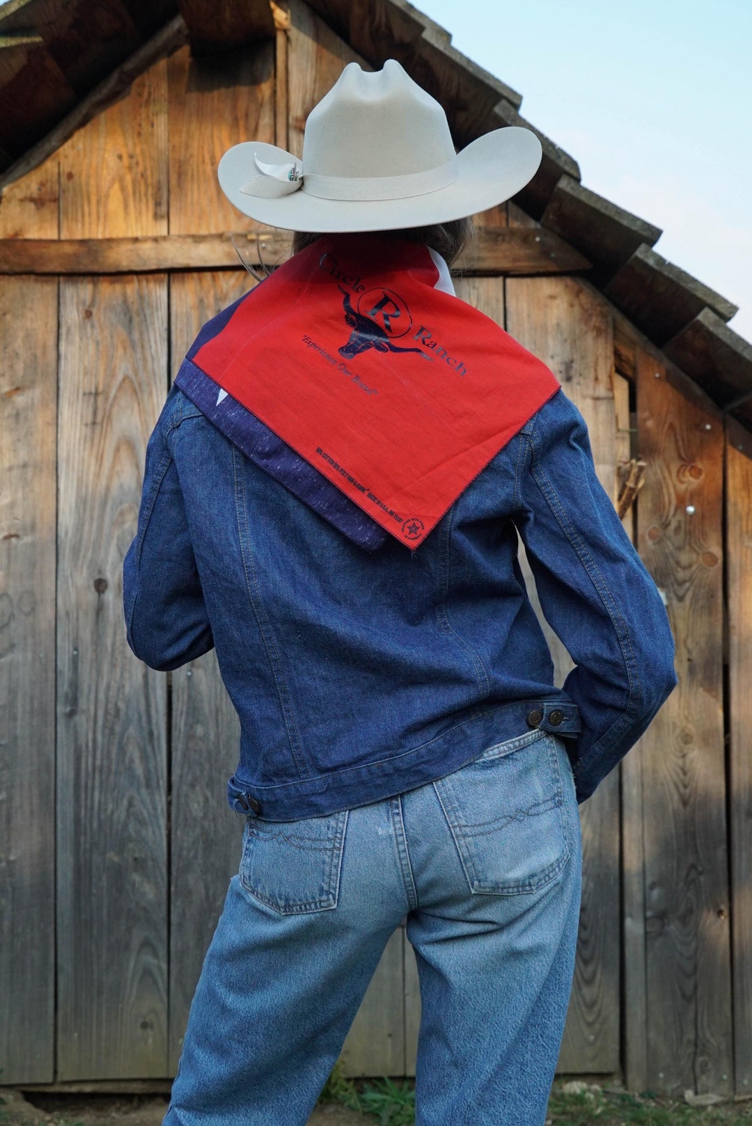 2000s Preloved Circle R Ranch Texas Flag Bandana - Etsy