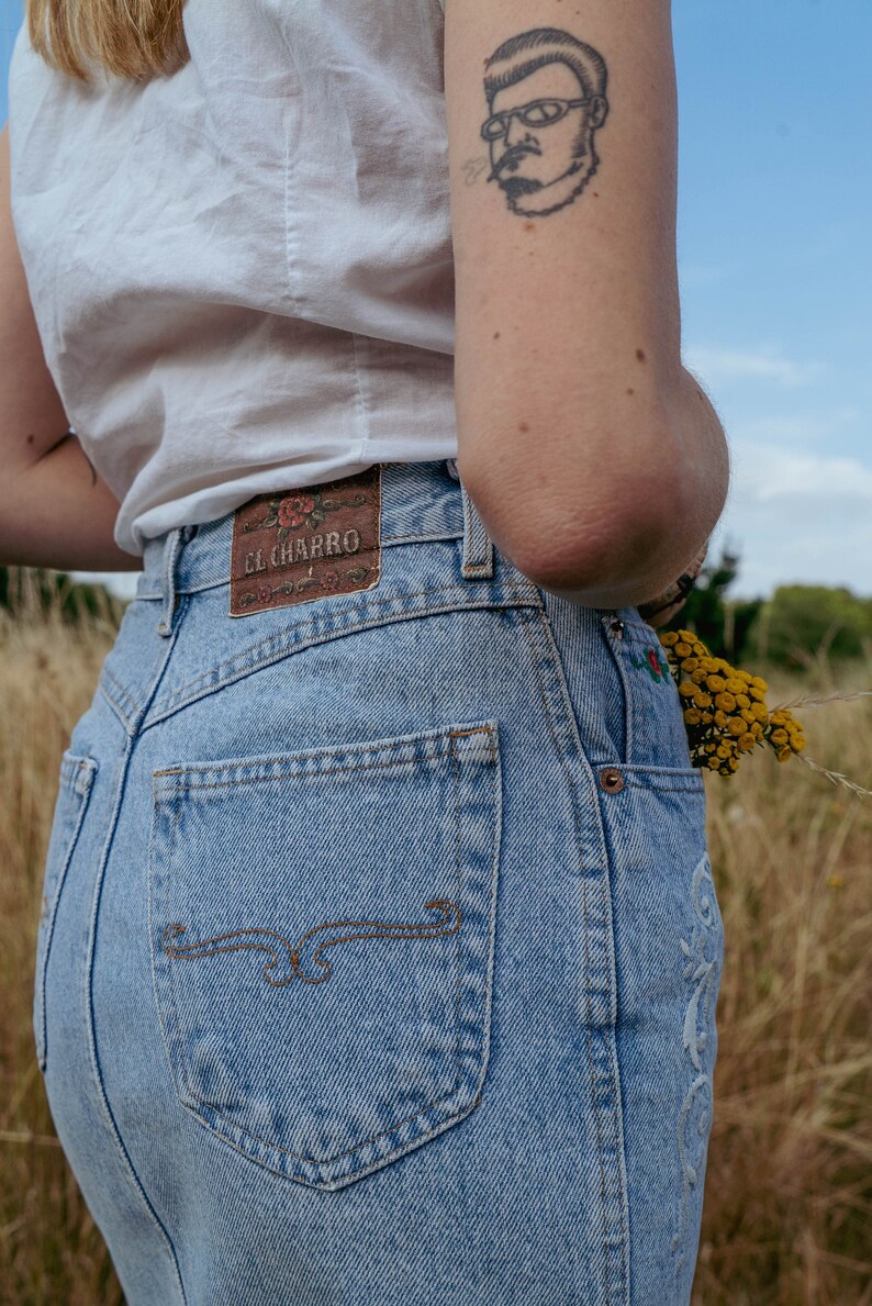 Charro Western Denim Mini Skirt Cowgirl & Cowboy 90s Vintage Style Size XS image 2