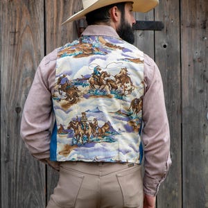 90s vintage western Roper vest cowboy novelty denim