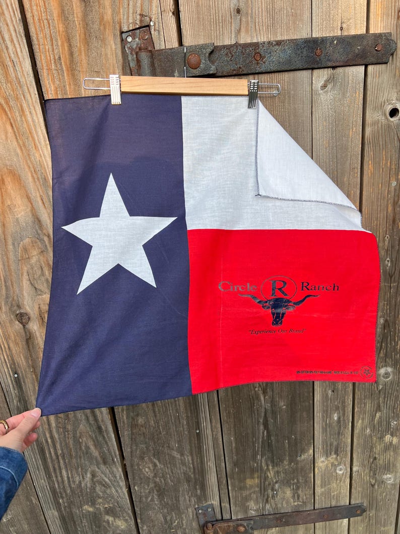 2000s Preloved Circle R Ranch Texas Flag Bandana - Etsy