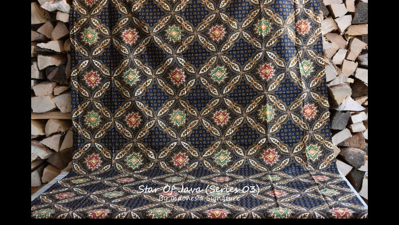 Indonesian batik fabric with star pattern image 1